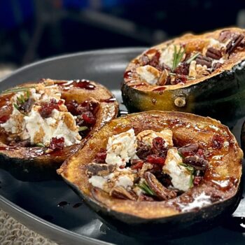 Recipe: Hot Honey Acorn Squash with Goat Cheese
